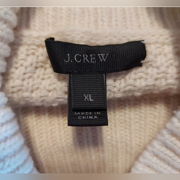 J Crew Wool Blend Embellished Cable Sweater Heather Muslin Size XL - Picture 5 of 11